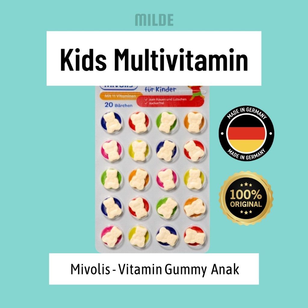 Mivolis Multivitamine für Kinder - Suplemen Kunyah Multivitamin Anak Rasa Buah (ORI Jerman) Germany 