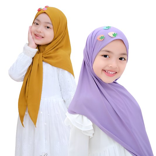 Kerudung Anak Perempuan Segitiga Instan Berry / Jilbab Anak Lucu Segitiga Instan Strawberry