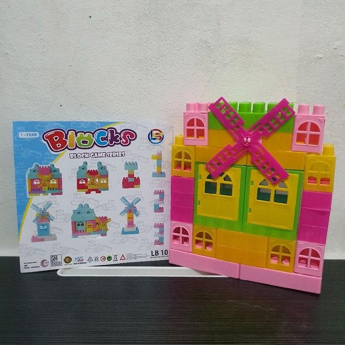 Blocks LB 10 Mainan Blok Bangunan Rumah dengan Turbin Angin untuk Anak 1+ Year