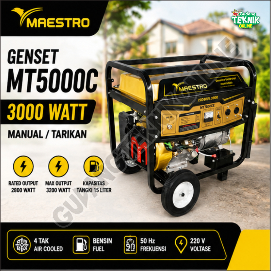 Genset MAESTRO MT5000C 3000Watt MANUAL / Generator MT 5000 C 3000W - Genset Generator Gasoline Bensi