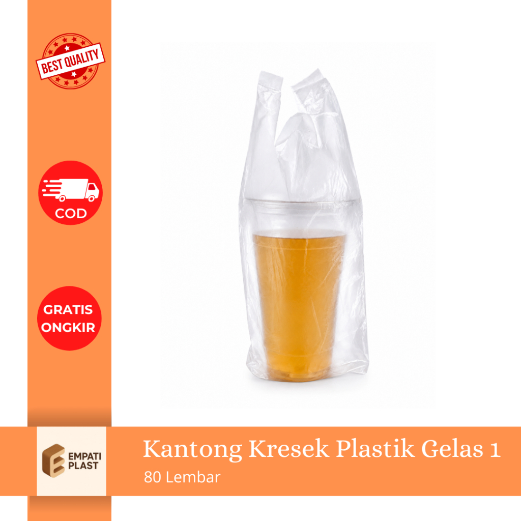 Kantong Kresek Plastik Gelas 1 Isi 80 Lembar Plastik 10x30cm Muat Cup 22oz
