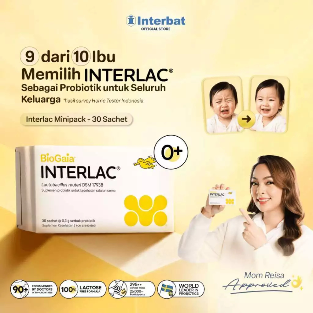Interlac Probiotik Mini Pack 30 Sachet - Membantu Menjaga Kesehatan Saluran Cerna Anak - Halal