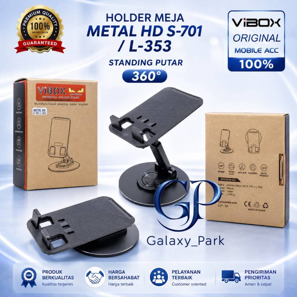 Vibox Holder Stand Hp Rotary 360 | Holder Stand Meja Besi | Dudukan Hp Rotari Universal | Holder Mej
