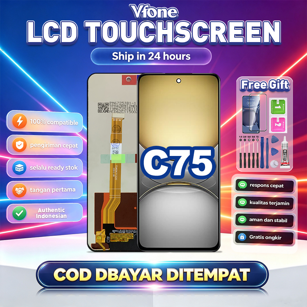Vfone LCD FOR Realme C75 Touchscreen LAYAR Replacement LCD Kompatibel Untuk Glass Touch Screen Digit