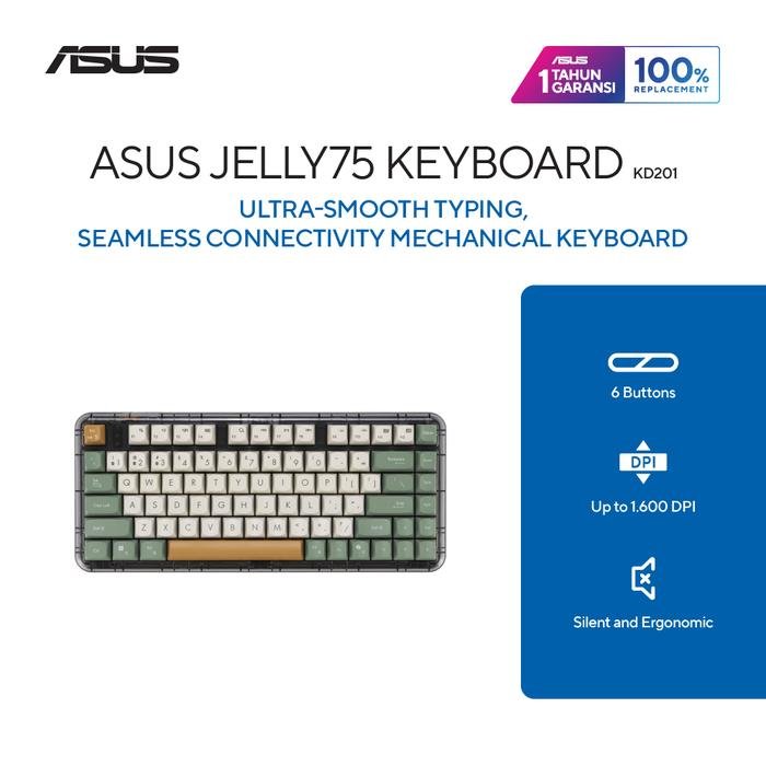 ASUS KD201 Jelly75 Mechanical Keyboard Wireless Bluetooth for Laptop, PC, Tablet Rechargeable