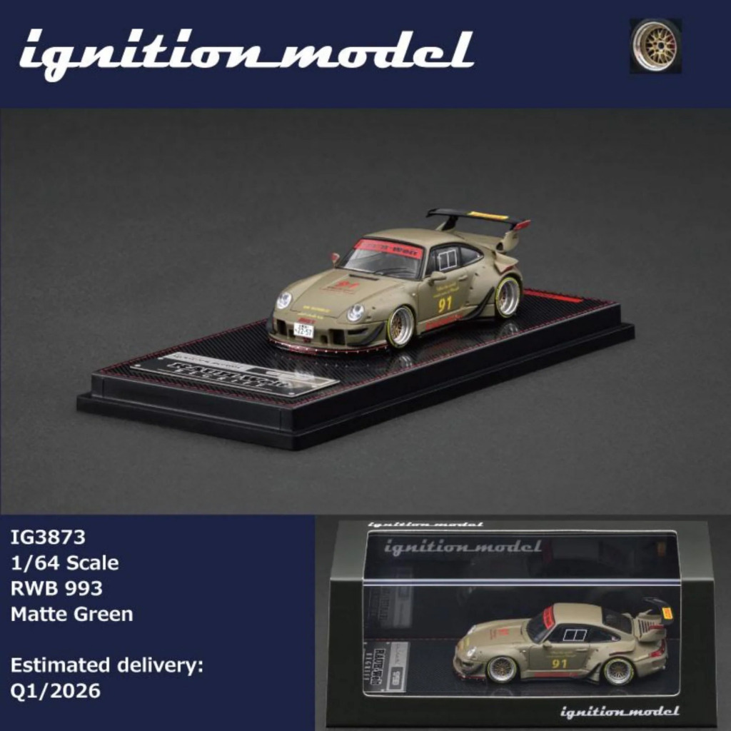 IG3873 - Ignition Model 1/64 Porsche RWB 993 Matte Green