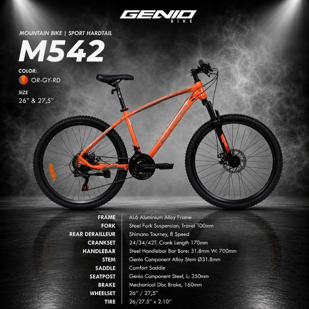 SEPEDA GUNUNG MTB 27.5 INCH GENIO M542 24 SPEED FRAME ALLOY