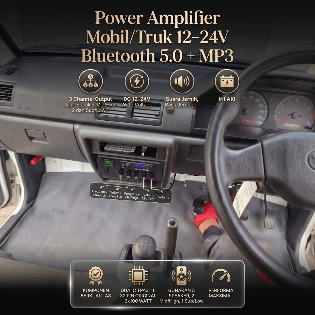 Power Amplifier Mobil Truk Super Irit Aki 12-24v Amplifier Subwoofer MP3 Bluetooth 5.0