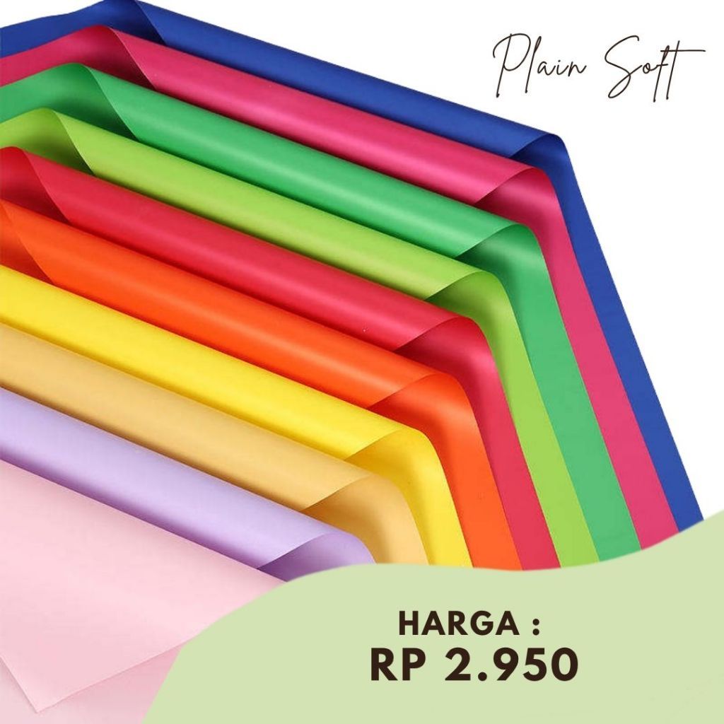 Kertas Pembungkus Polos / Plain soft Glossy Flower Wrapping Paper / Cellophane  / Kertas kado