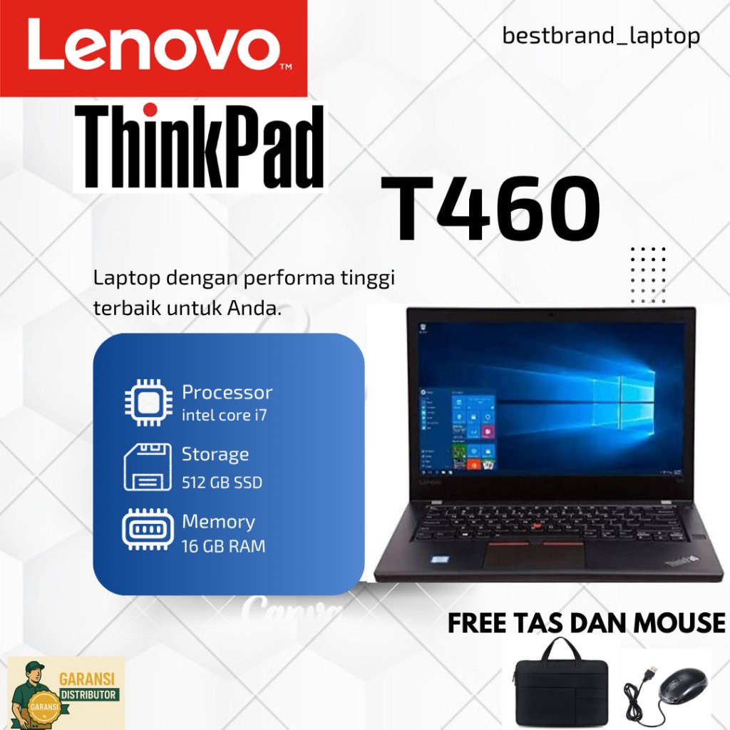 LAPTOP LENOVO THINKPAD T460 CORE I7 GEN 6 MURAH BERGARANSI