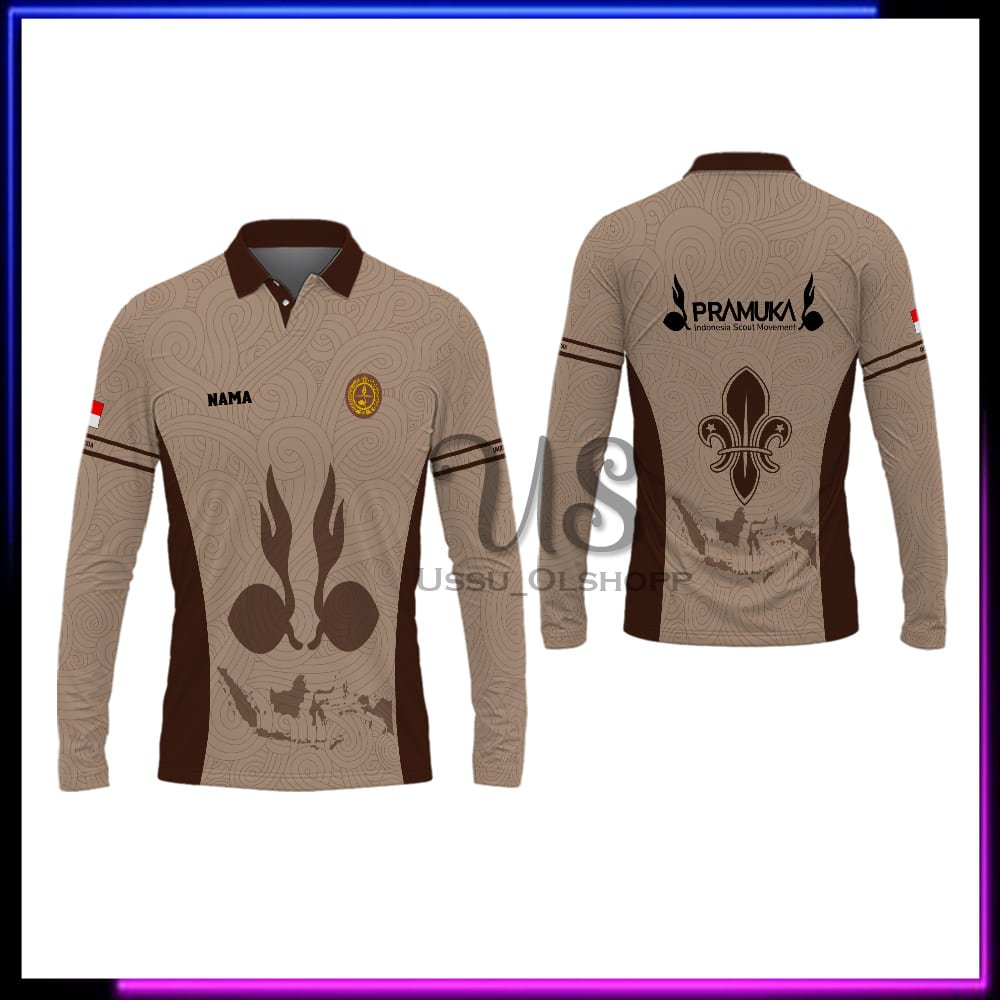 Kaos Pramuka Lengan Panjang - Jersey Pramuka - Kaos Olahraga Pramuka Custom Nama/Sekolah