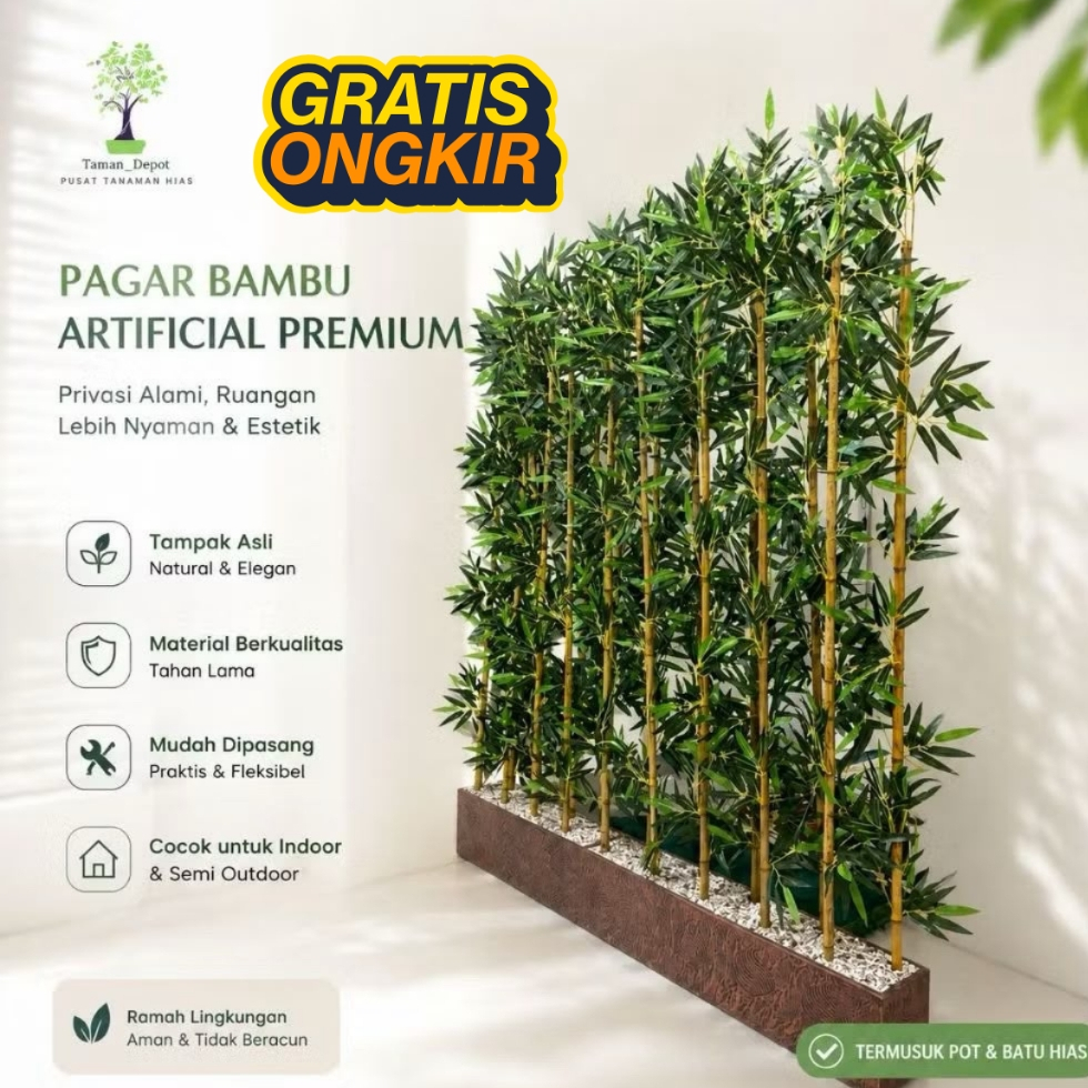 Partisi Bambu Tinggi 170cm Penyekat Ruangan Minimalis  Batang Cendani Asli  Dekorasi Kantor Cafe Kan