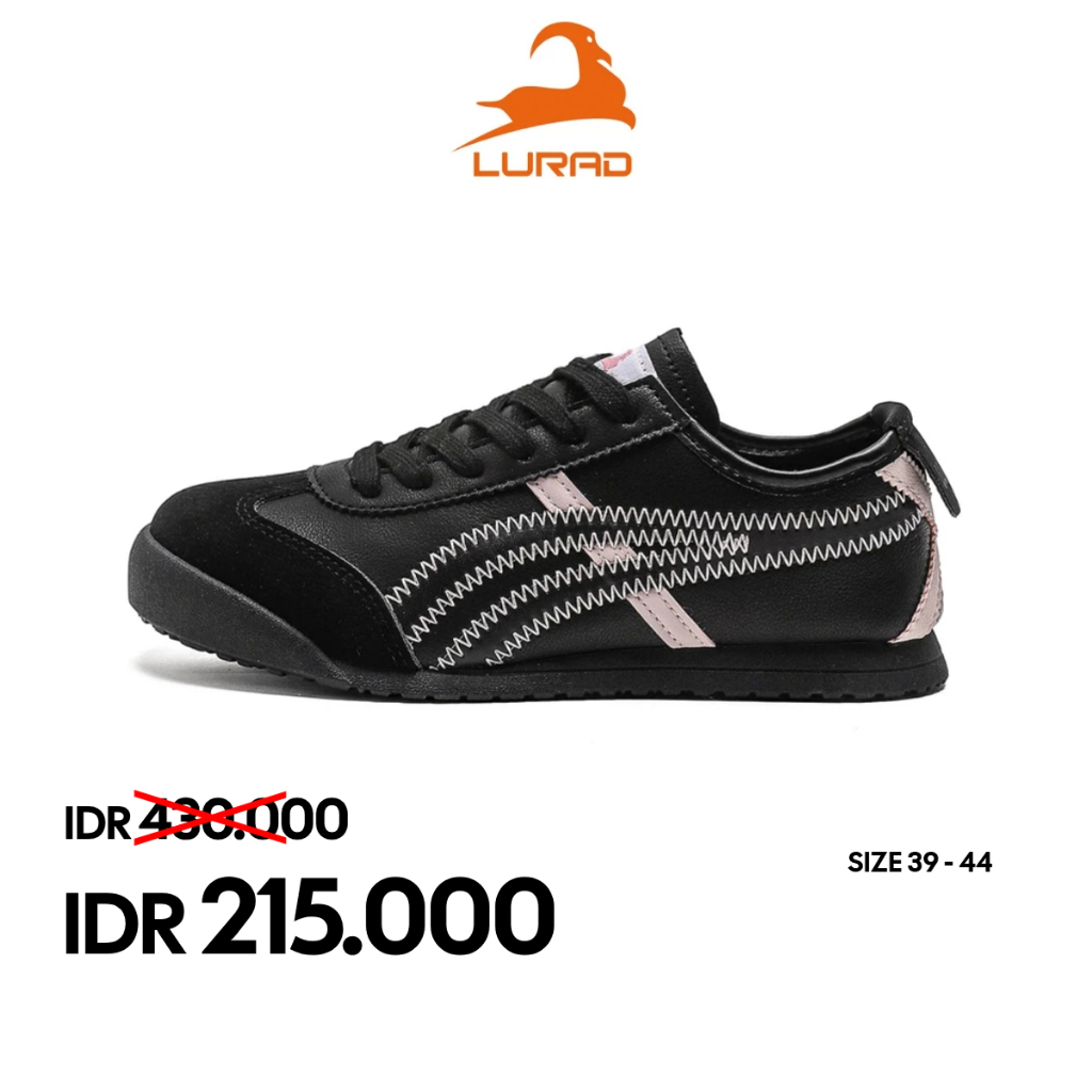 LURAD Sepatu Cewek Motif Otsuka Viral Flat Shoes Sport Gym Sneakers Hitam Wanita Sekolah HBD101