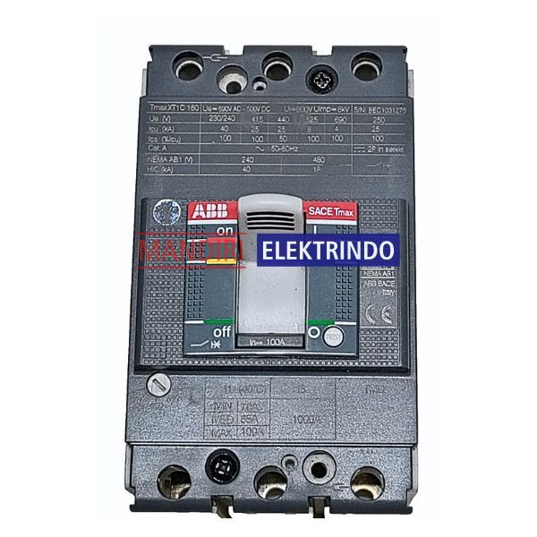 ABB - MCCB - XT1C 160 --- 32A -50A- 63A - 80A - 100A--- 3 POLE - 25 KA - ORIGINAL & GARANSI