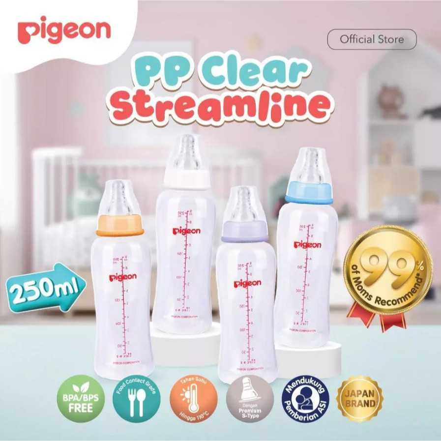 Pigeon Botol PP Clear StreamLine 250 mL
