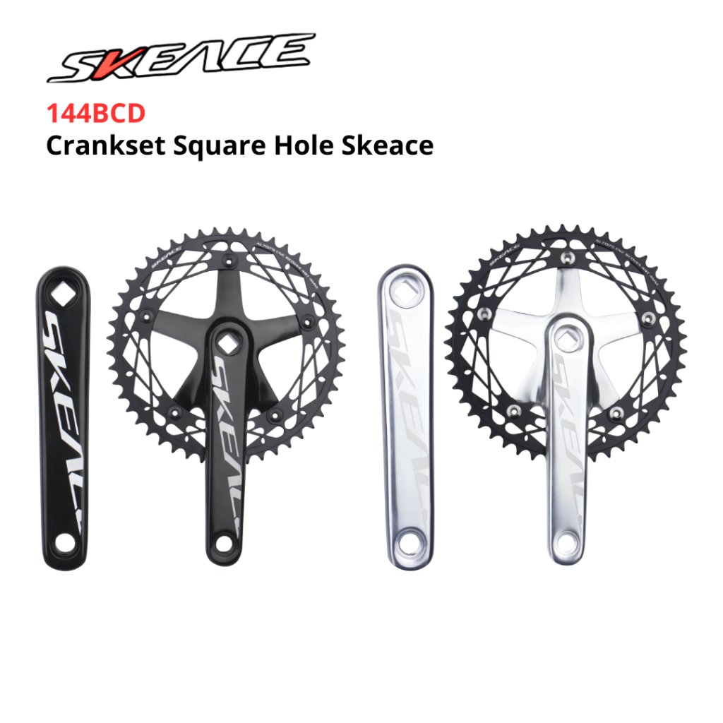 SKEACE Crankset Fixed Gear Square Hole BB Kotak 49T 144BCD Alloy Sepeda Balap Roadbike MTB BMX