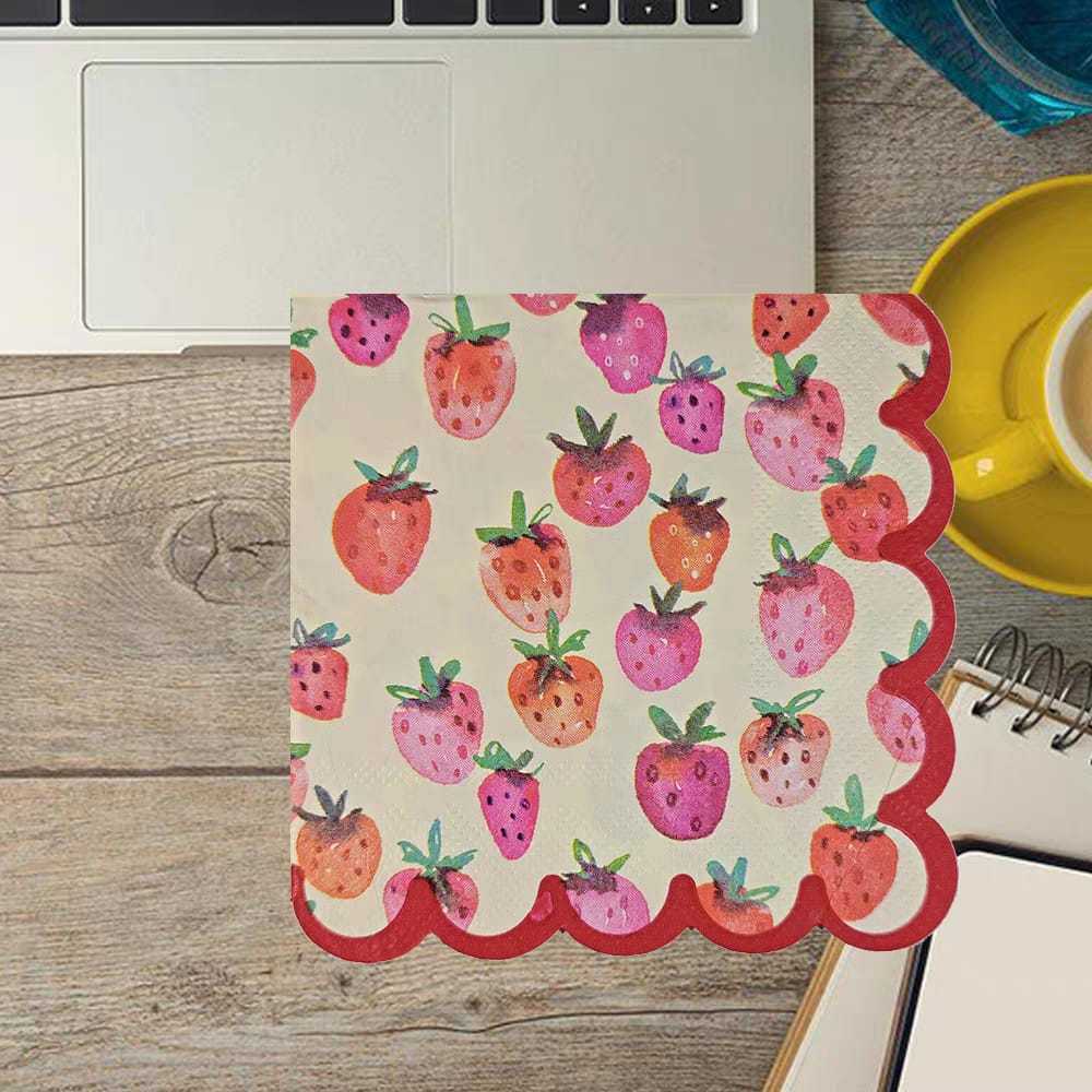 480. Decoupage napkin / tisu decoupage / cocktail tisu / tisu pesta motif daun merah natal