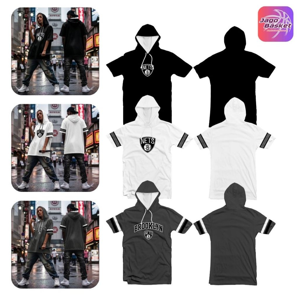 Jersey Hoodie Shooting Shirt Nets Brooklyn Unisex Lengan Pendek Motif Bola Basket