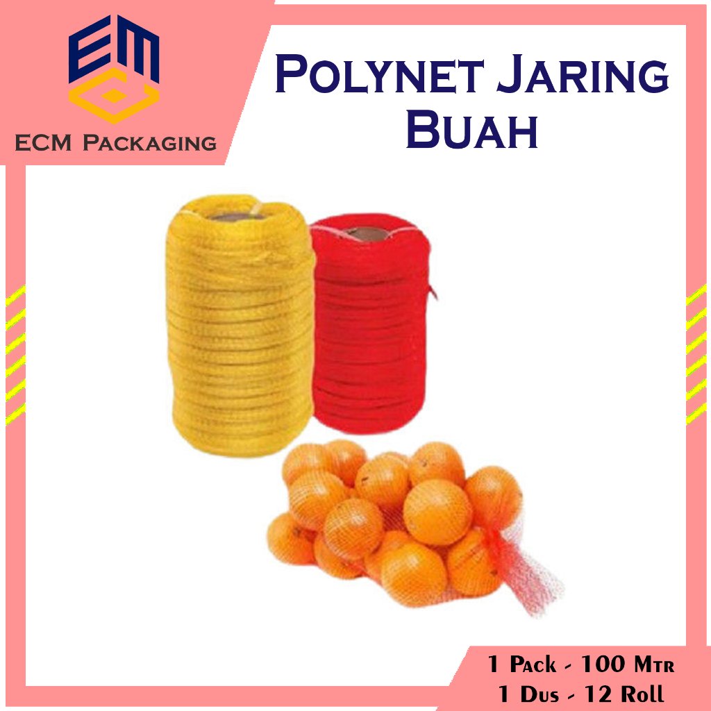 POLYNET JARING BUAH MERAH KUNING 1ROLL 100METER