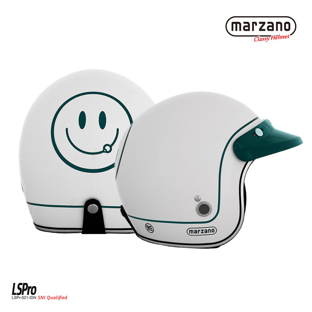Marzano X 4.20 Helm Retro Bogo Half Face White Size S-XL Berstandar SNI