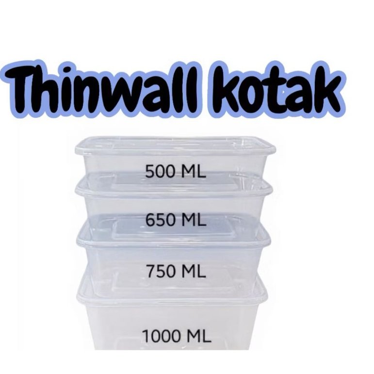 Thinwall Kotak Makan Plastik Thinwall Persegi Kemasan Kotak Bening