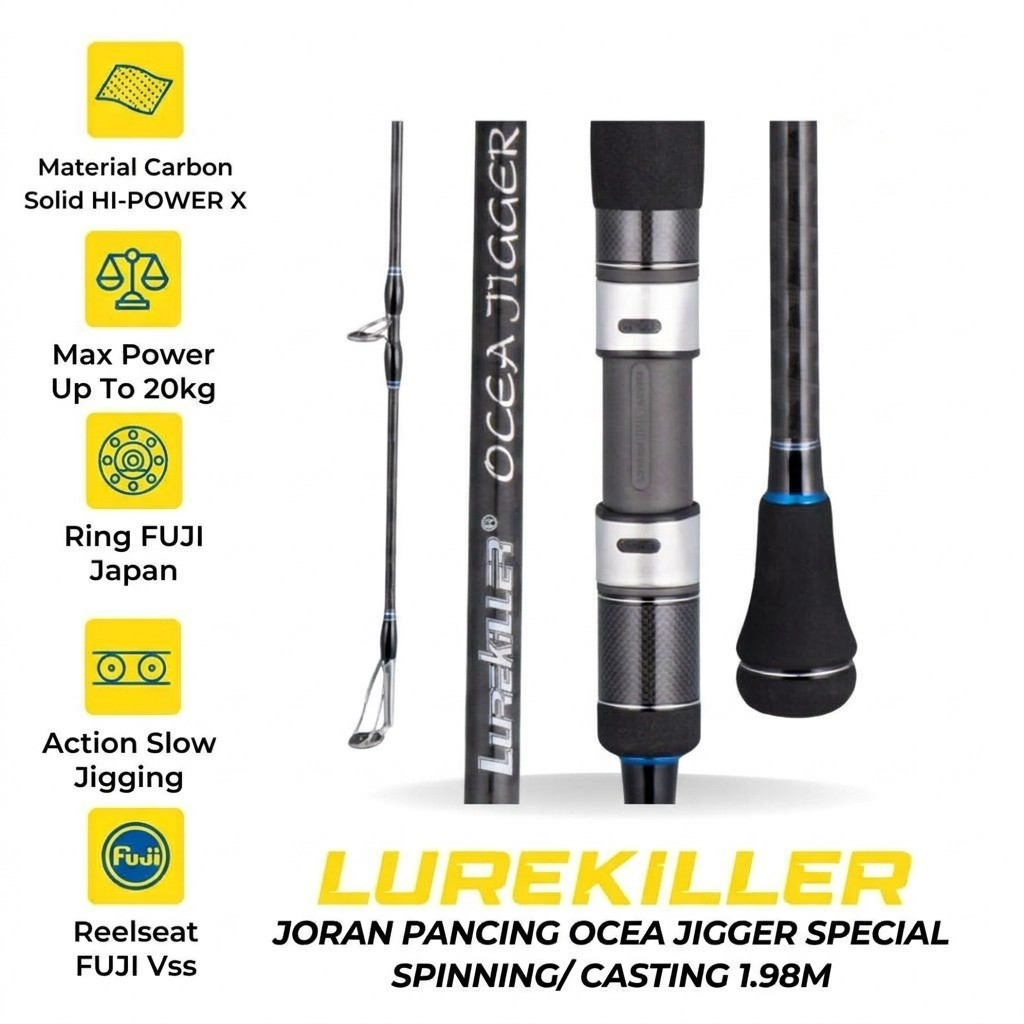 Joran Pancing Lurekiller Ocea Jigger 1.98M Slow Jigging Ring Fuji Japan Max Power 20kg FULL FUJI 662