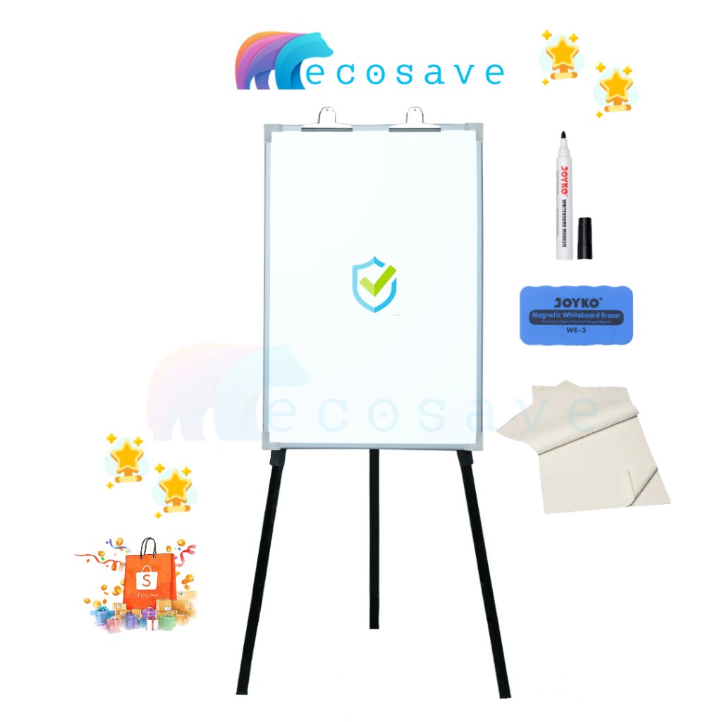 Terlarisss Flipchart Non Magnetic 60x90 cm Flip Chart Whiteboard Standing Portable Papan