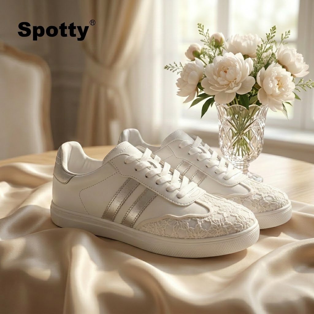 SPOTTY - MILA PUTIH - Sepatu Wanita Trendy - Nyaman Premium Sneakers Wanita Kekinian - Sepatu Detail