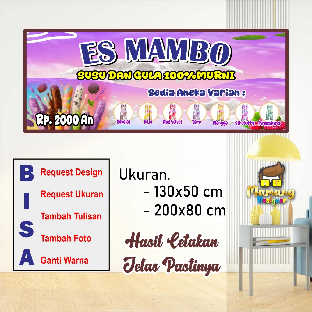 Spanduk Banner Nyamping Es Mambo Viral Keren Simple