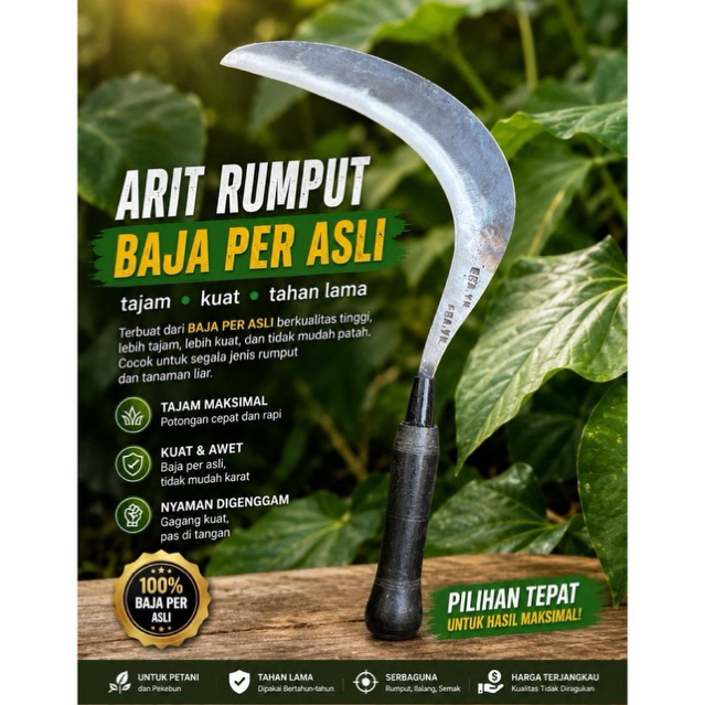 Arit rumput kualitas super tajam bahan baja per original