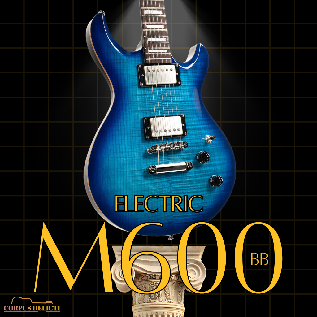 Cort M600 BB Electric Guitar Original Premium Double Cut dengan Humbucker Pickup untuk Rock, Blues, 