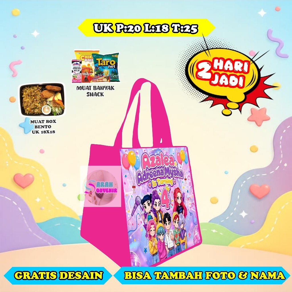 TAS ULTAH POTRAIT BENTO/TAS ULTAH/TAS ULTAH MUAT BOX BENTO/BERDIRI BENTO/TAS ULTAH ANAK/TAS ULTAH MU
