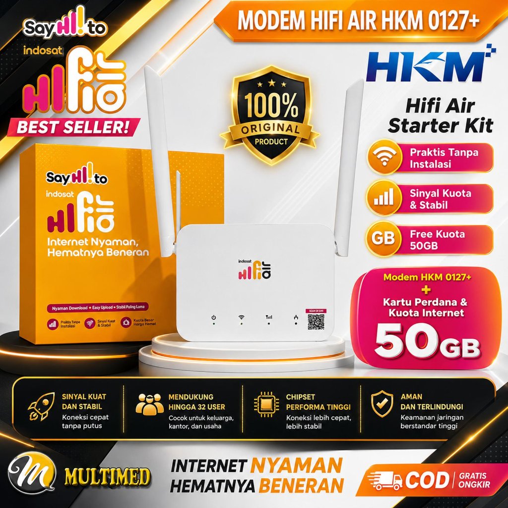 Indosat Hifi Air HKM 0127+ Modem Wifi Portable Free Paket Data Indosat 50GB