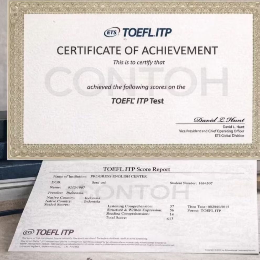 (Toefl.Inc) Frame Bronze Sertifikat Terima beres Qualified Premium ukuran standar A4 Full color coco