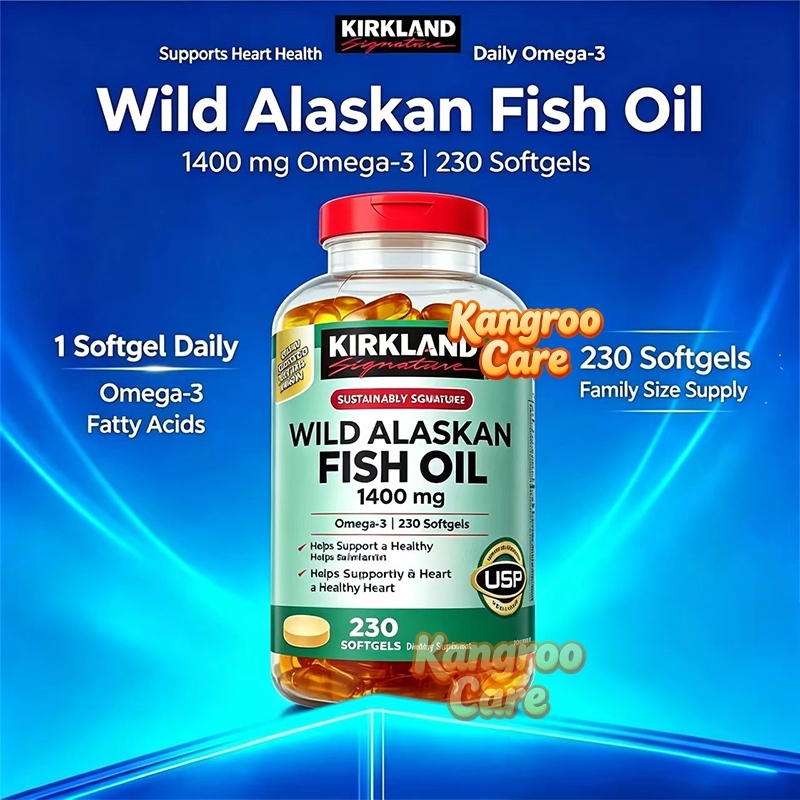 <Impor dari Amerika Serikat> Kirkland Signature Wild Alaskan Fish Oil 1400 mg - 230 Softgels