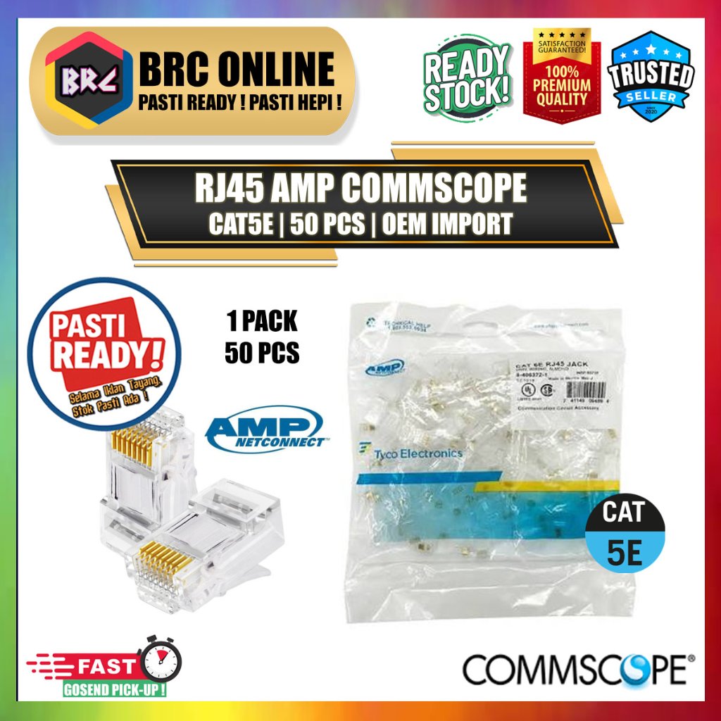 Connector RJ45 CAT5E AMP | 1Pack = 50Pcs Konektor Cat5 Jack | TYCO