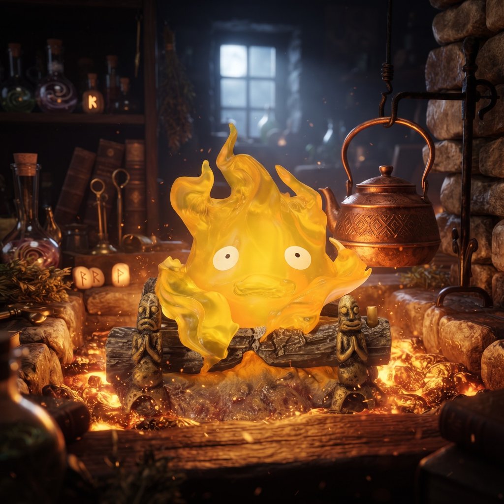 Studio Ghibli Howl's Moving Castle – Calcifer Breathing Lamp Kustom Figur Anime PVC
