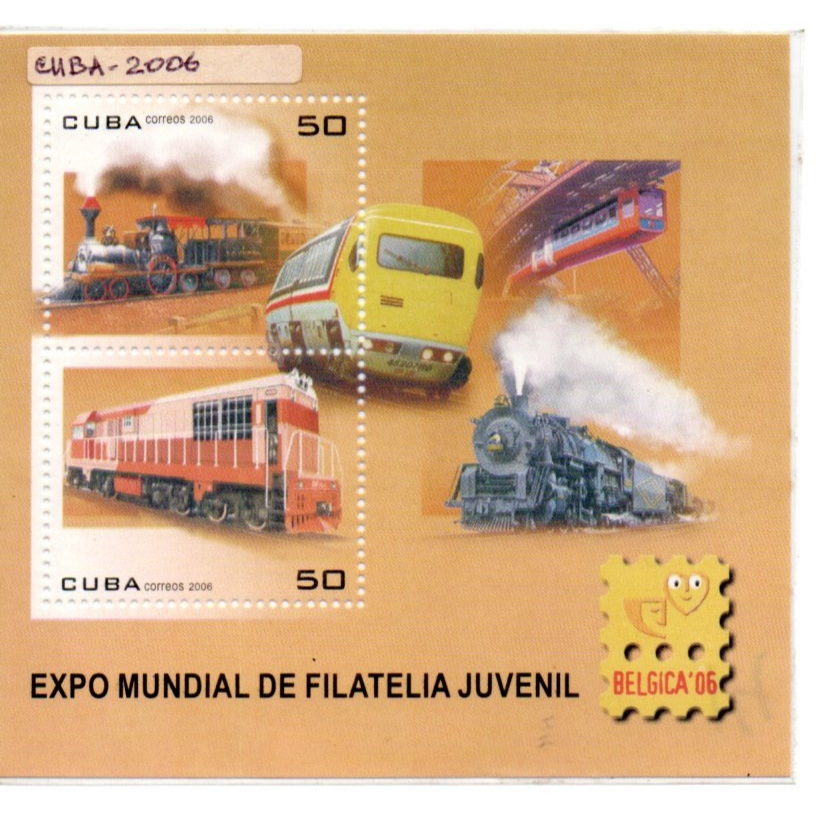 Prangko Tema Kereta Api Train 124 Cuba