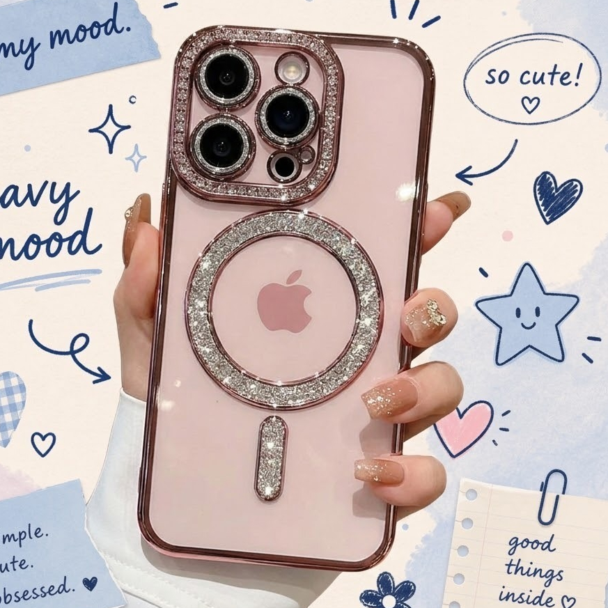 [ Case Magsafe iPhone 13 / 13 pro / 13 pro max ] Premium Case Luxury Magsafe Glitter Bling Transapar