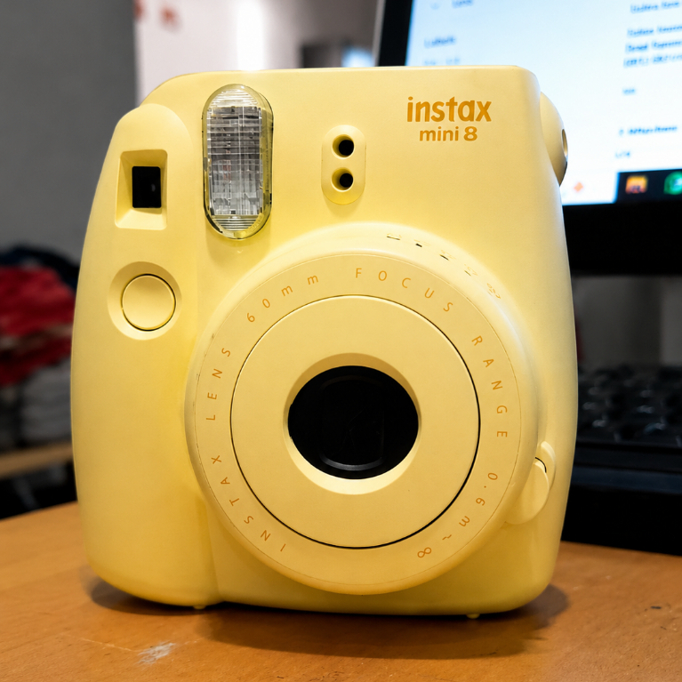 PRELOVED Kamera Fujifilm Instax Mini 8 warna kuning FREE FILM + AKSESORIS