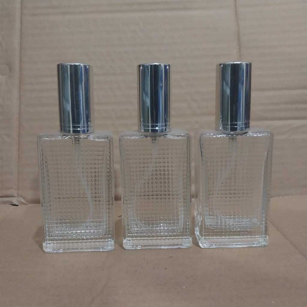 1Lusin Botol Spray Kotak Bintik 30ml Derat Tutup Silver
