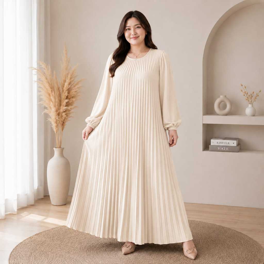 Gamis Plisket / Dres Plisket /Gamis Plisket Mayung Bahan Hyget Premium