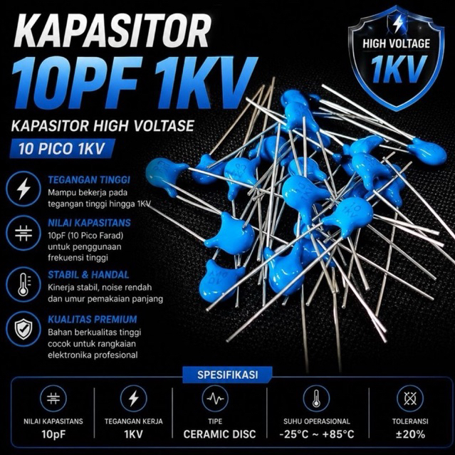 Kapasitor 10pf 1kv kapasitor high voltase 10pico 1KV