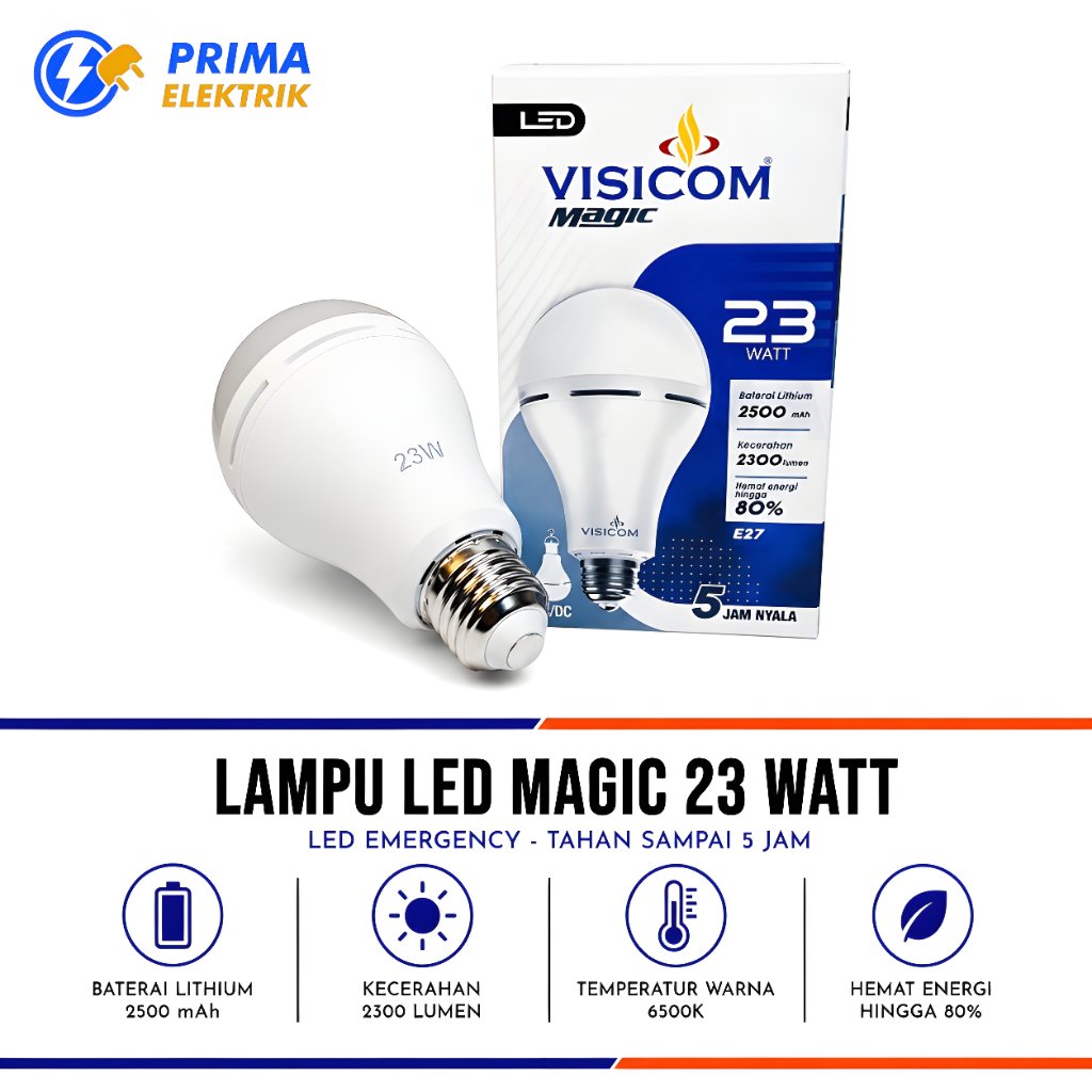 Lampu LED Emergency Magic VISICOM 23 Watt Baterai Lithium 2500mAh