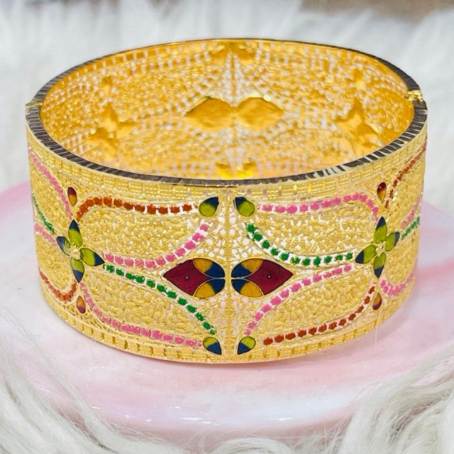 gelang kerawang motif dubai mewah elegant emas asli kadar 700