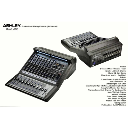 MIXER AUDIO ASHLEY V8FX V8 FX ORIGINAL 8 CHANNEL