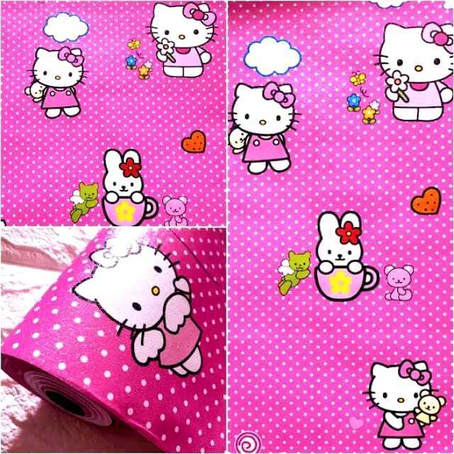 Wallpaper Dinding Motif Hellokitty Polka Wallpaper Stikcker Hellokitty Wallpaper Dinding Kamar Anak 