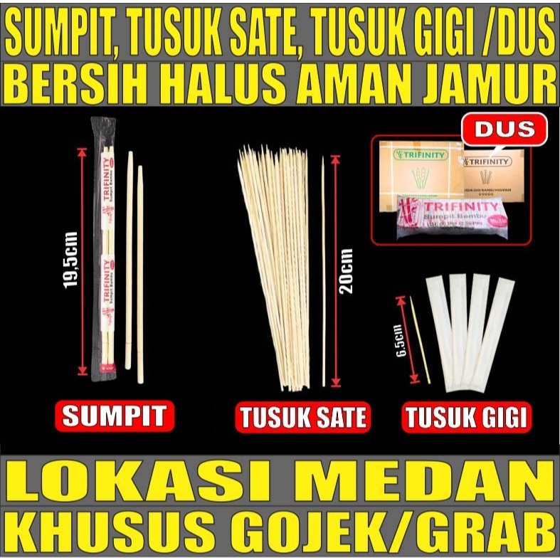 Sumpit Bambu Bersih Halus Kering Trifinity / Tusuk Gigi Higienis / Tusuk Sate Bambu Dus Gjk Medan
