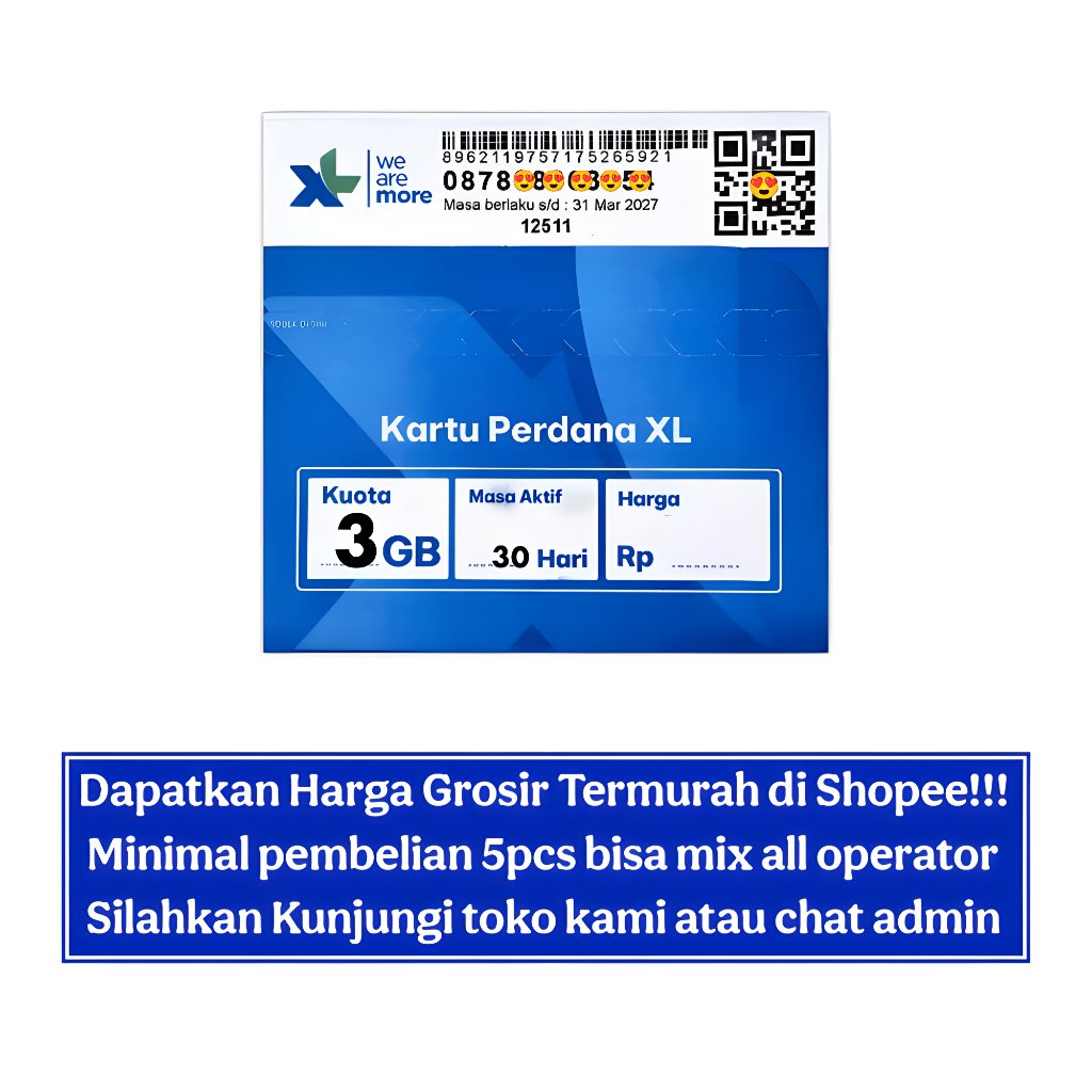 #X32 Perdana XL Kuota 3GB Nasional Segel 15-JAN-27, Kartu Prabayar 4G/5G