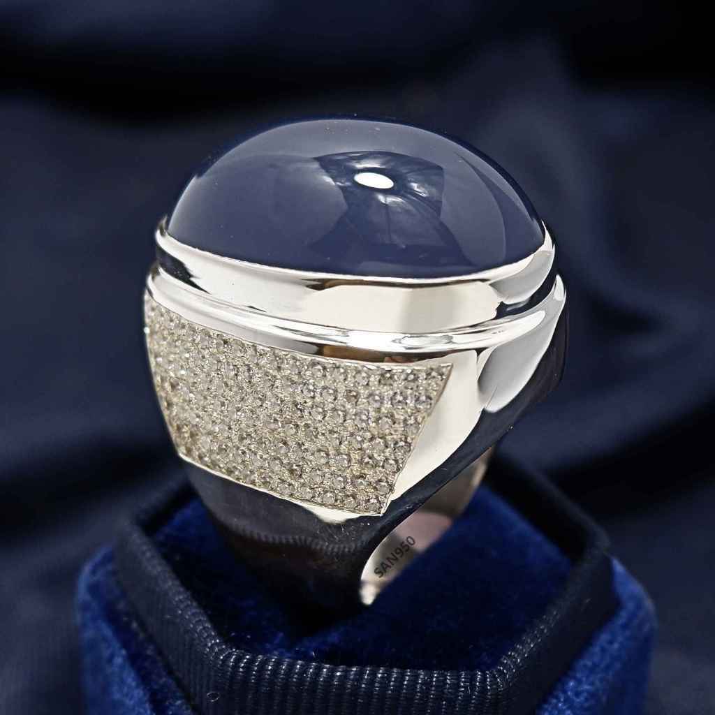 SAN950 Cincin Pria Custom Ring Kosongan Handmade Perak 950 EB25 - Ikat Batu Akik Permata / Mulia